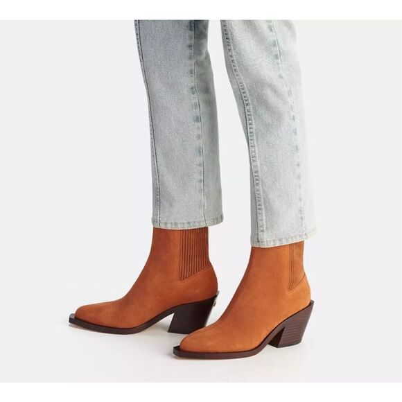 Coach Prestyn CN137 Women's Size 9B Bootie Burnished Amber Suede Ankle Boots NEW - Picture 1 of 8